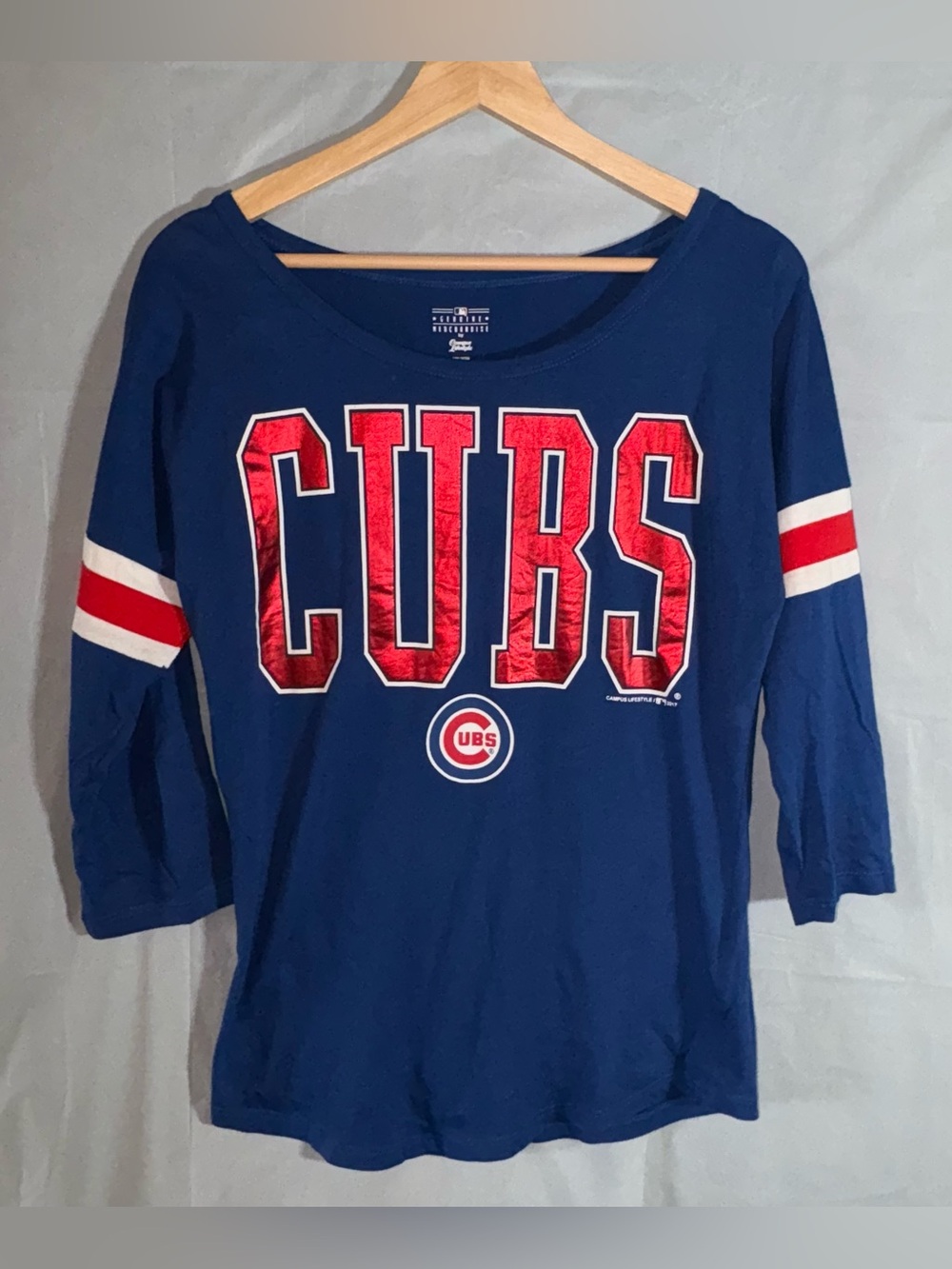 Campus Lifestyle Chicago Cubs Shirt Womens Sz Med Metallic Red Blue Sporty 2017
